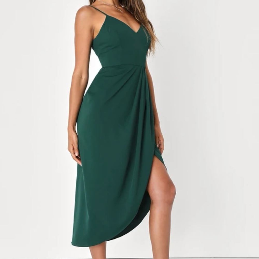 Lulu's Reinette Dark Green Midi Dress